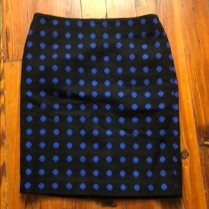 Polka dot wool pencil skirt